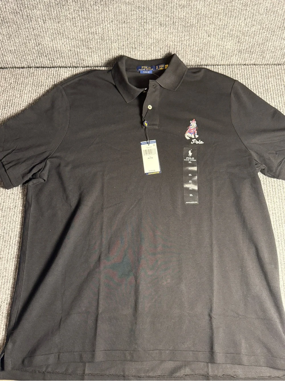 NWT Polo Ralph Lauren Men's Classic Fit Dog-Embroidered Mesh Polo Black XL